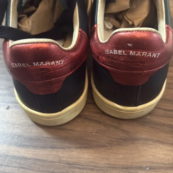 Isabel Marant Black Leather Bart Sneakers Size 37 - Picture 6 of 8